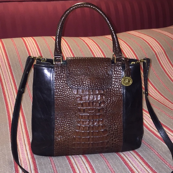 Brahmin Vintage Black and Brown Moc Croc Leather - Picture 7 of 7